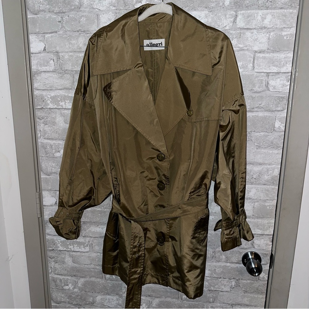 Nwt Women's Allegri 100%Silk trench jacket with belt sz M #E2